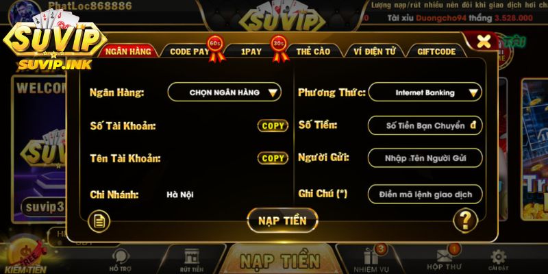 FAQ Suvip-Suvip có bao nhiêu phương thức nạp rút tiền