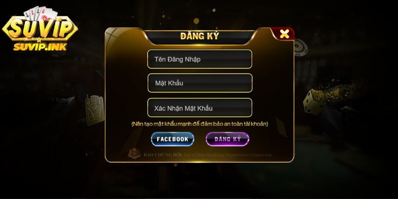 Giao diện đăng ký suvip